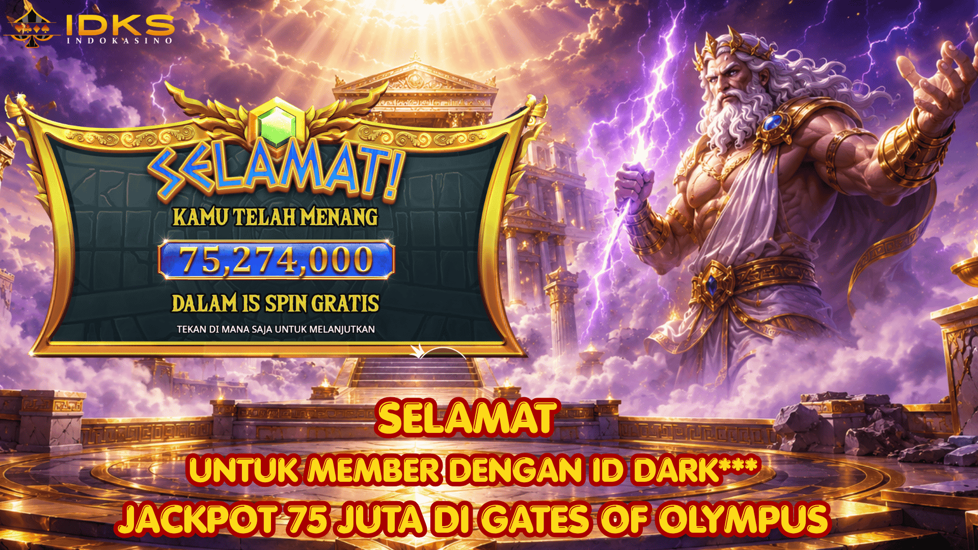 DARK*** Menang Rp75 Juta di Gates of Olympus INDOKASINO